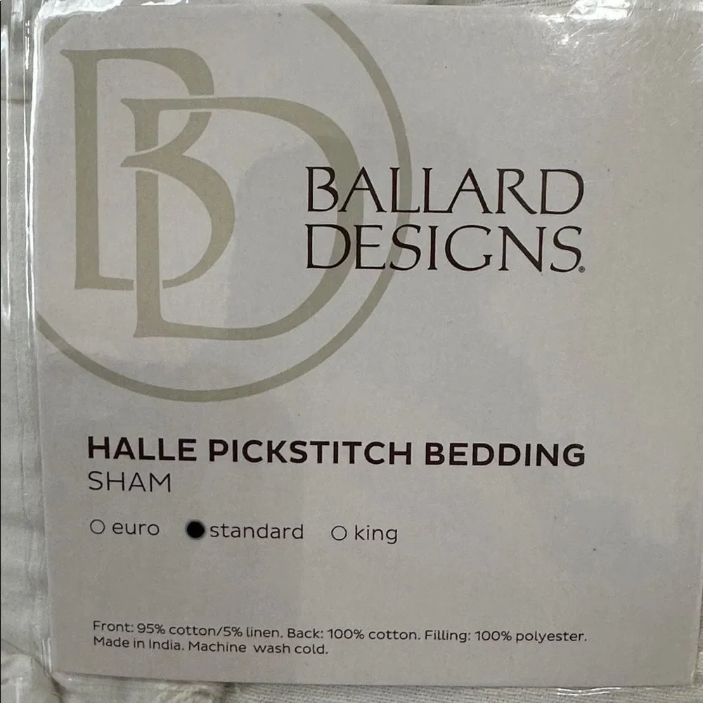 Ballard Designs Halle Pickstitch Quilted Bedding Sham - White (2) STANDARD